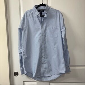 Lands' End Outfitters Mens Button Down Shirt Large Tall Blue Cotton Long Sleeve